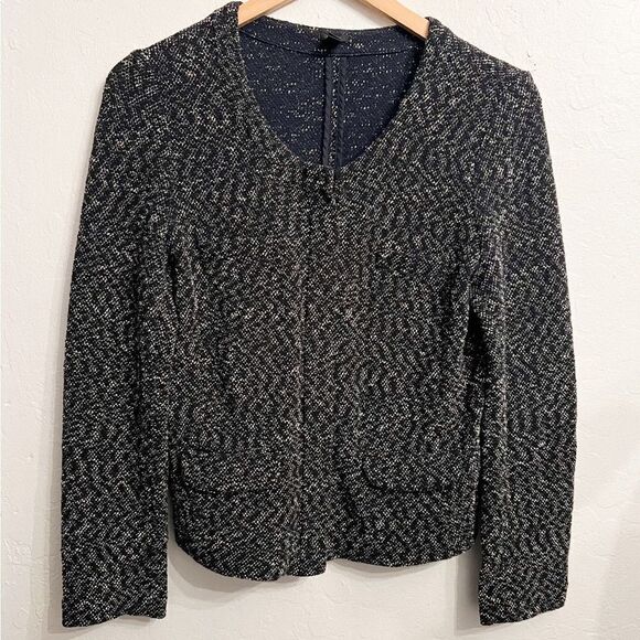 J. Crew Boucle Full Zip Sweater Jacket Blazer Small Navy‎ Blue Classic Office - Picture 1 of 7